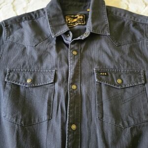 Gray denim Howler Bros pearl snap western shirt